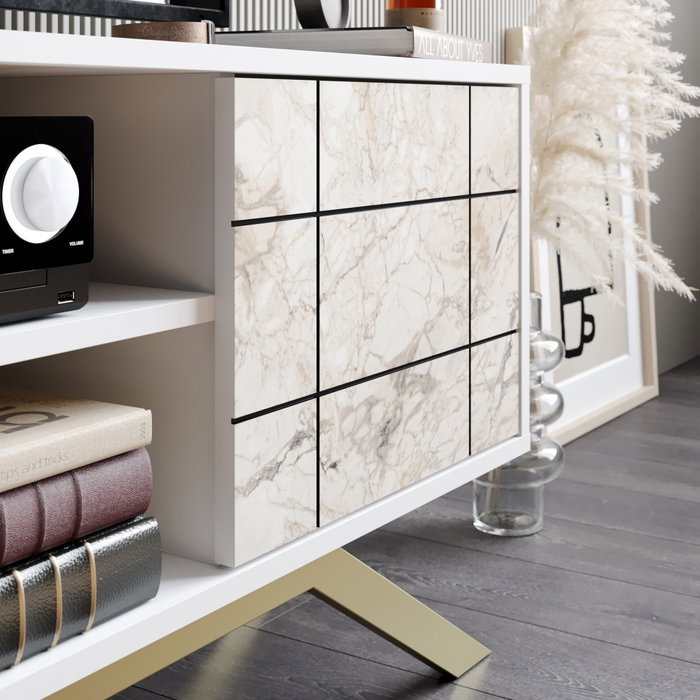 Hanah Home Soporte para TV Blanco y Dorado